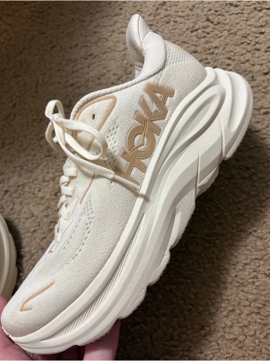Hoka Shoes - Hoka Women's Cream/Beige Platform Running Sneaker